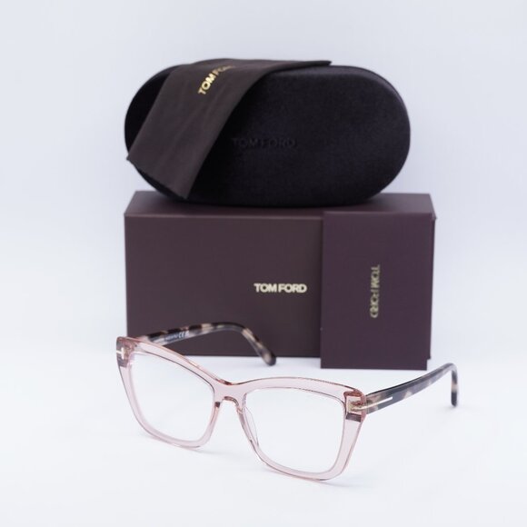 Tom Ford FT5826-B 072 Cat Eye Eyeglasses - Transparent Pink 55mm